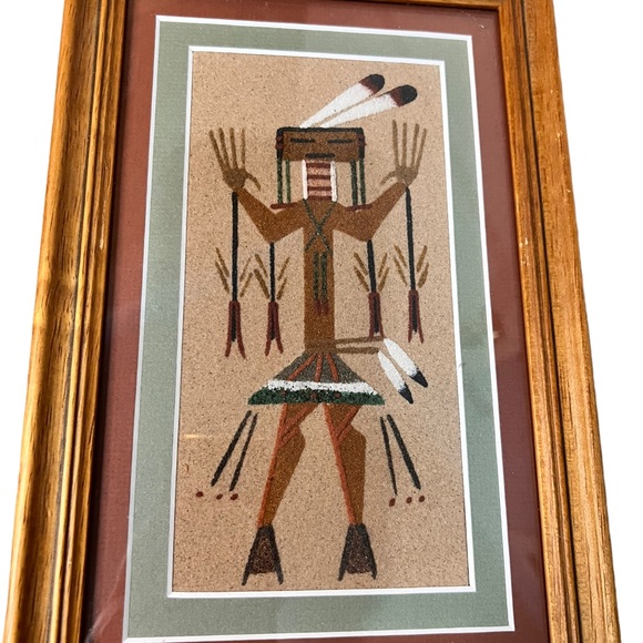 Sand Art Native American Indian Navajo Painting Framed Pair / Lot - Picture 4 of 11